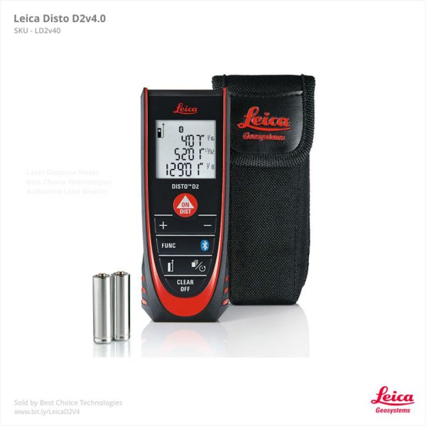 Leica Disto D2V4.0 – 3 Years Warranty, 100m Range, Long Battery Life, Bluetooth, Waterproof IP54, & Free Shipping